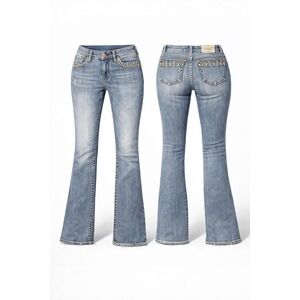 Guess Vintage Y2K Women's 28 ROSELLE STUDDED Flare BOOT LEG Jeans WHISKERING